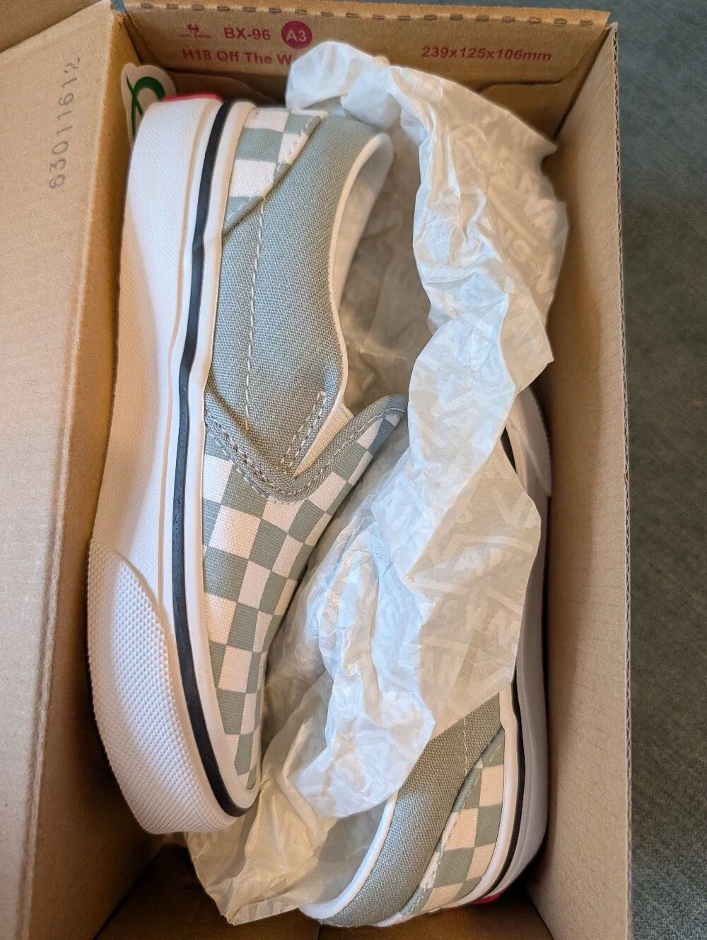 NWT Sz 11 Vans Little Kids Classic Slip-On Checkerboard Shoe Pure Gray/White